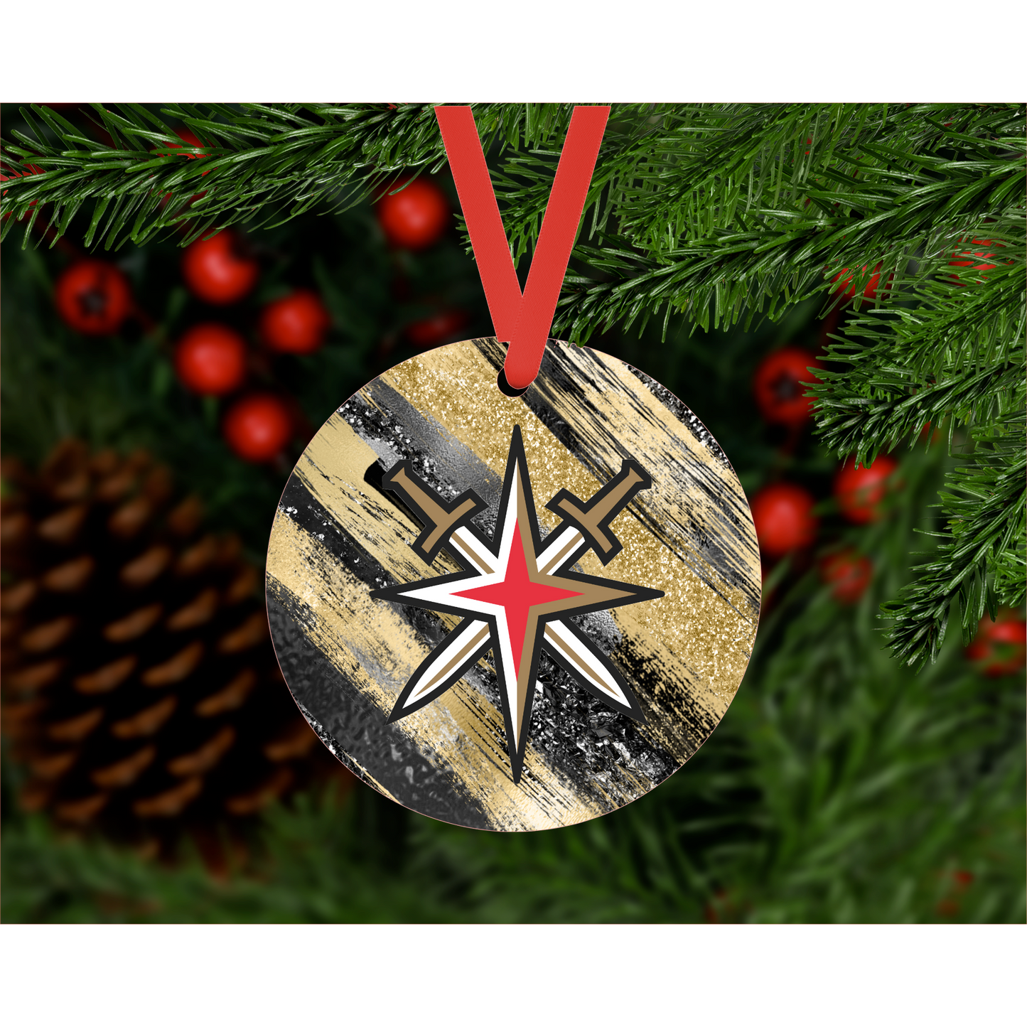 Double Sided Aluminum Ornament , Aces, Knights, Las Vegas, Custom Ornaments, Ornaments with your pictures, Customized Christmas Ornament