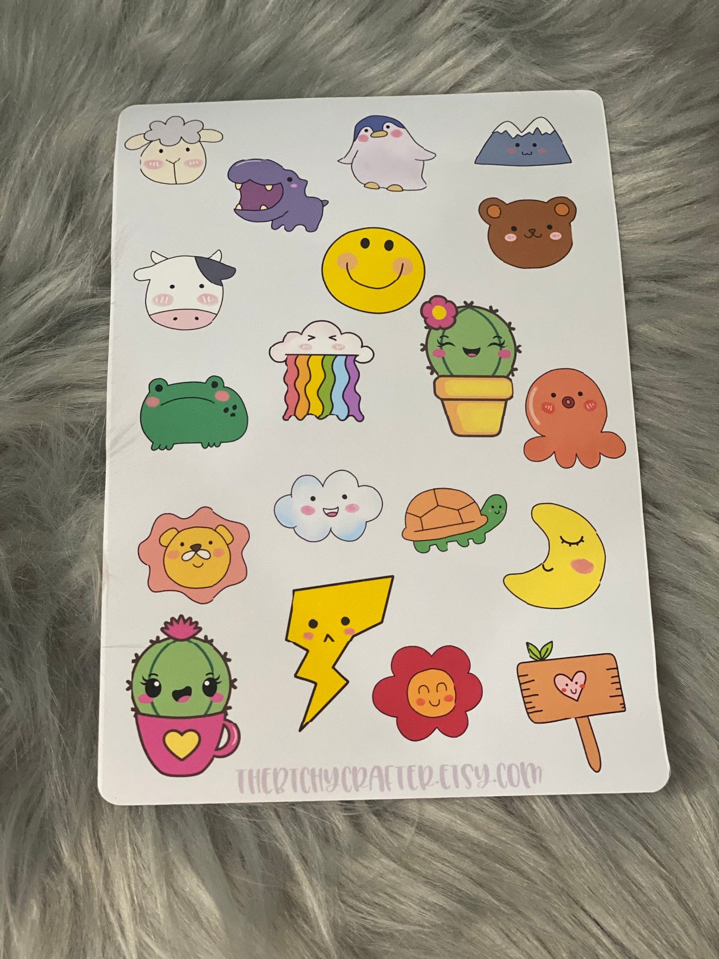 Kawaii Sticker sheet | Kawaii Animals | Kawaii elements | Kawaii nature | Kawaii succulents | cute stickers | Journal | Planner