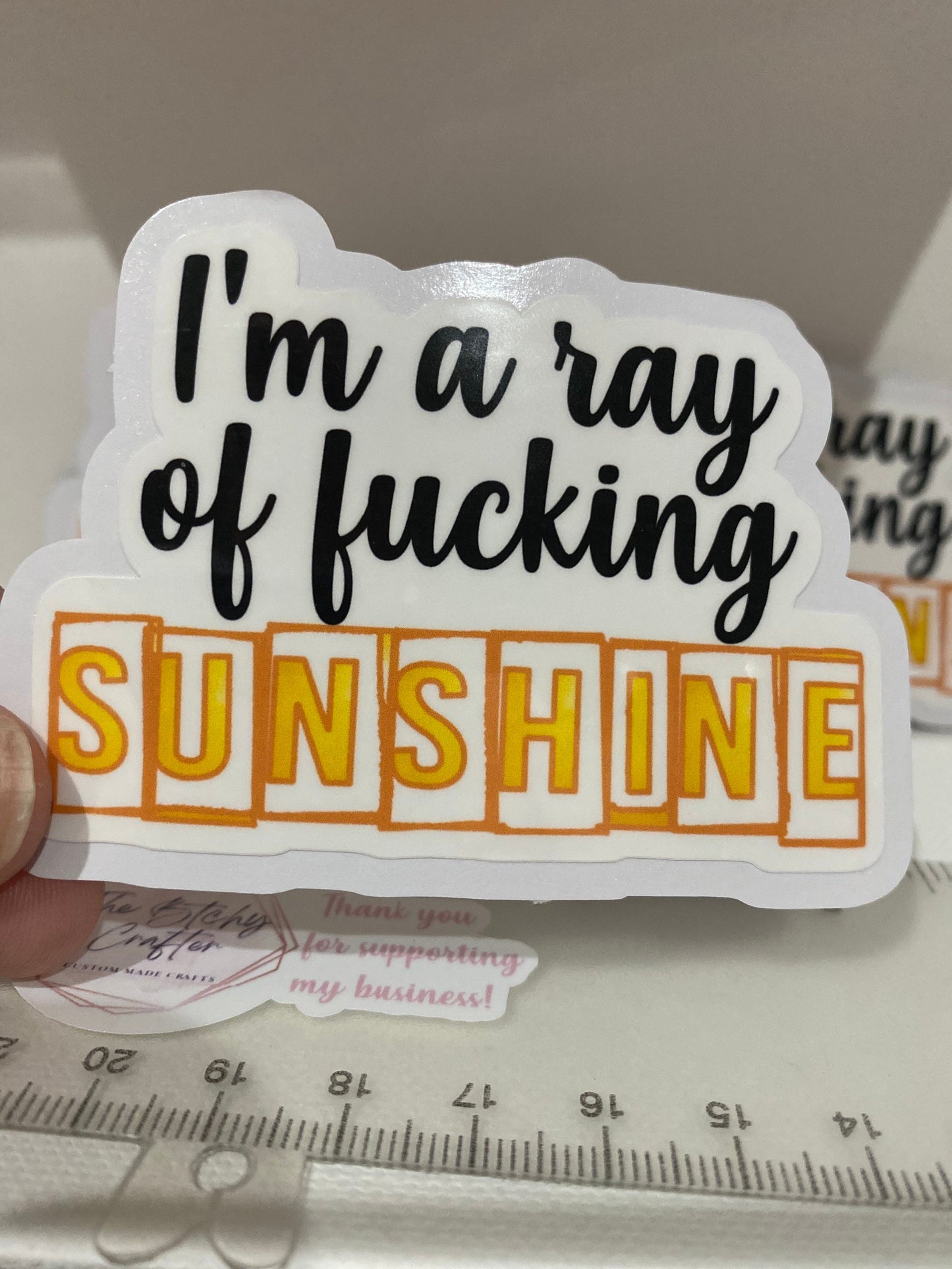 I’m a Ray of fucking sunshine laminated Die Cut sticker | Tumbler | Water Bottle | Backpack | Books | Binders | Laptop | Journals |