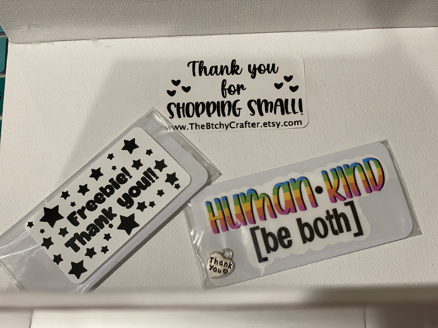 Human • Kind be both thank you gift | Human Kind sticker | Thank you charm | Includes Freebie Sticker