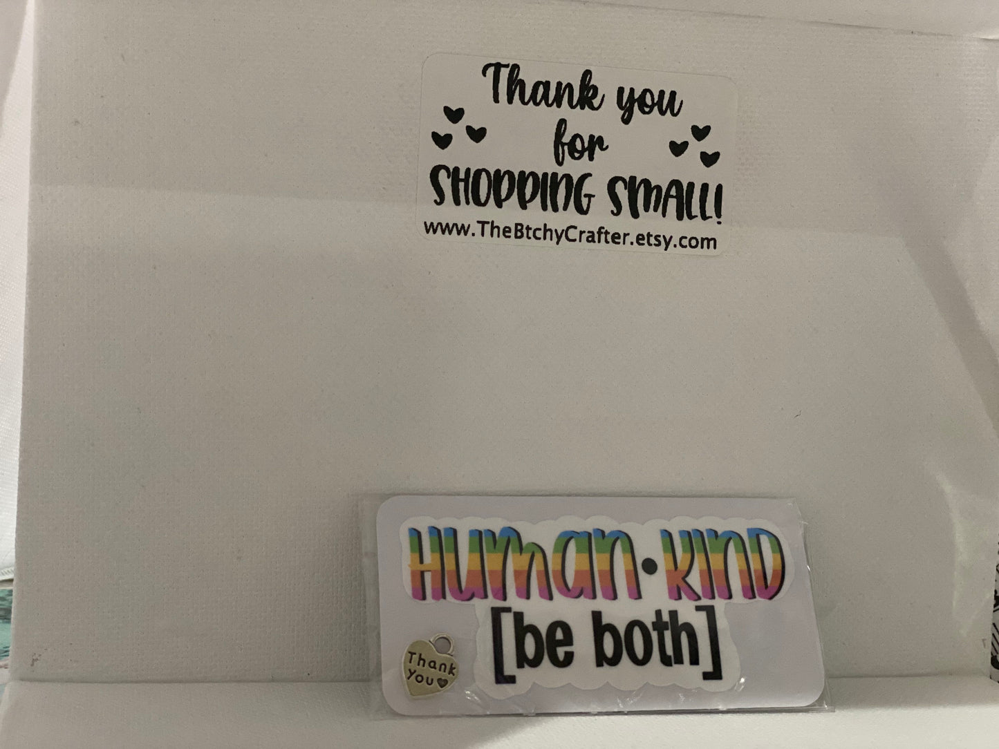 Human • Kind be both thank you gift | Human Kind sticker | Thank you charm | Includes Freebie Sticker