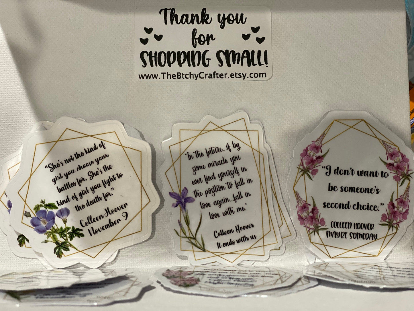 Colleen Hoover book quotes | It Ends with us | November 9 | Maybe Someday | Slammed | Die Cut Stickers | Tumbler Decals | Laptop Decals |