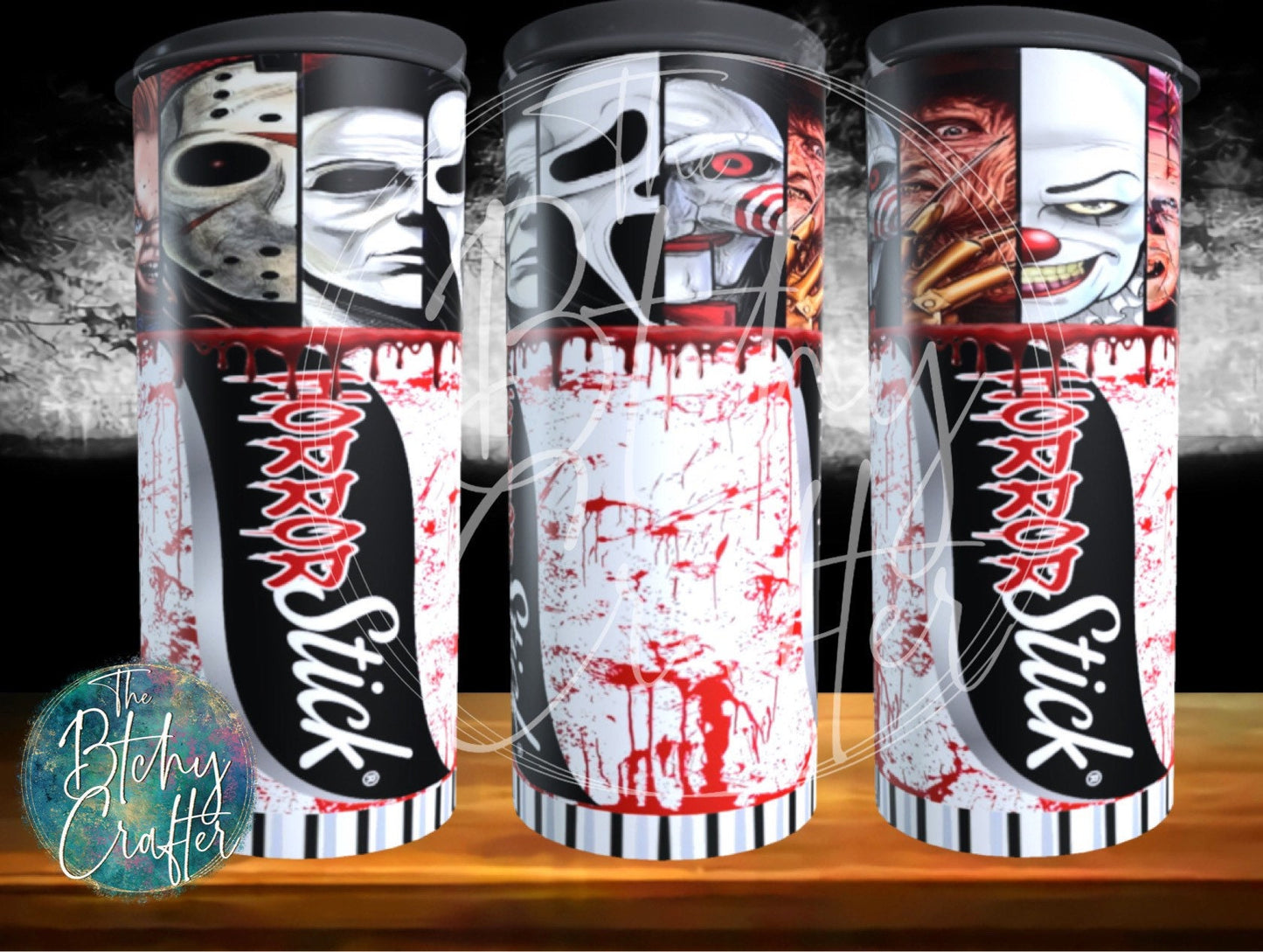 Horror tumblers , Freddy , Halloween , ghostface , Chucky , Annabelle , Jason , Michael Meyers