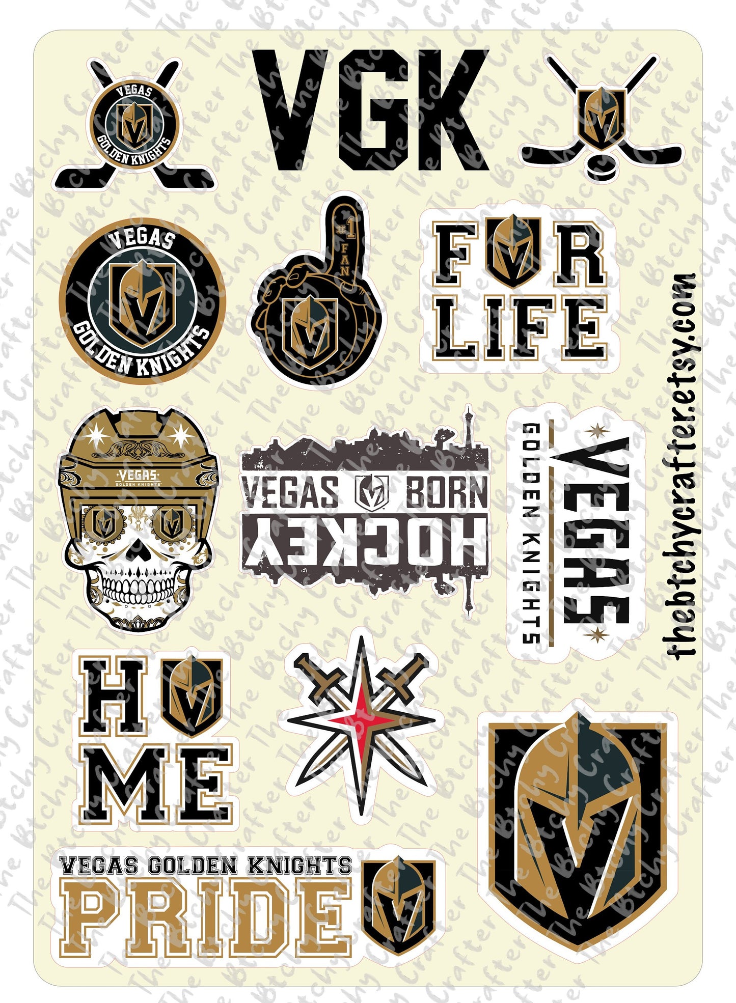 NHL Las Vegas Golden Knights 5 x 7 Inch Multiple Stickers Sheet